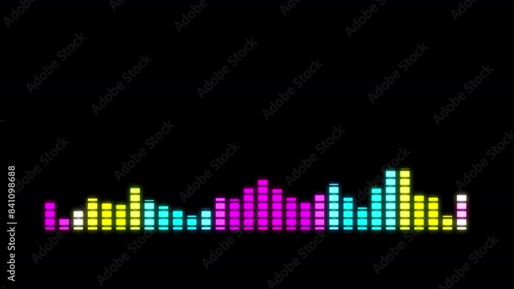 Poster audio equalizer bars moving. colorful music equalizer animation. audio visualizer seen from above di