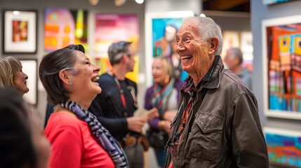 A lively art auction raised funds for a local hospice, featuring enthusiastic bidders and vibrant artwork.