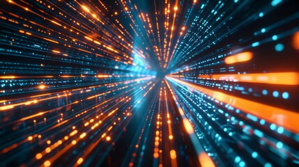 Obraz premium Abstract Digital Light Streaks - Generative AI