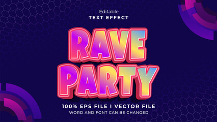 editable rave party text effect.typhography logo