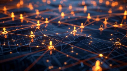 Abstract Network Connections with Glowing Nodes, Generative AI