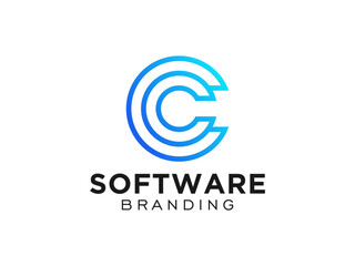 Letter C line logo design. Creative minimalism.