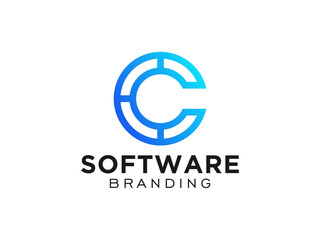 Fototapeta premium Letter C line logo design. Creative minimalism.