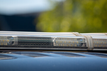 The light bar of a police cruiser