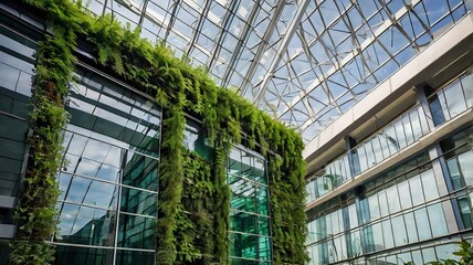 modern office building with reflection - Generative AI