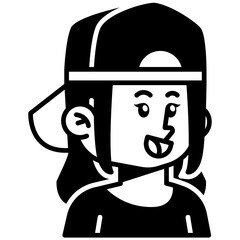 Woman With Cap Black Fill Icon