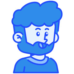 Beard Man Blue Color Icon