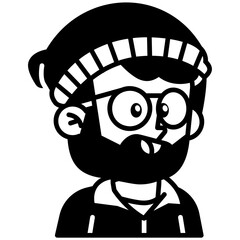 glasses man with beanie hat Black Fill Icon