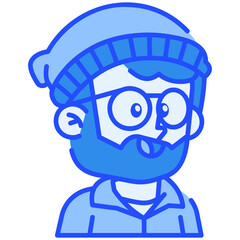 Glasses Man wearing jacket Blue Color Icon