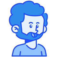 Man With Beard Blue Color Icon