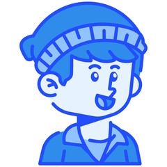 Man with Beanie Hat Blue Color Icon