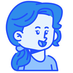 Long hair ponytail woman Blue Color Icon