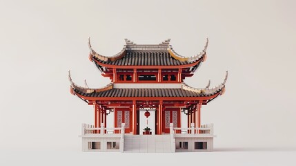 Fototapeta premium 3d ancient traditional architectural mode illustration poster background