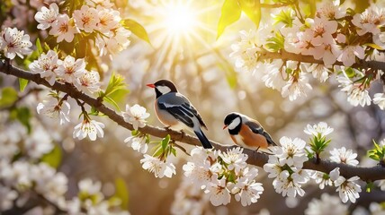 Fototapeta premium bird on a branch - Generative AI