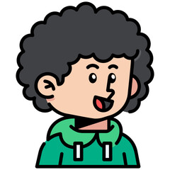 Curly Hair Man Filled line Icon