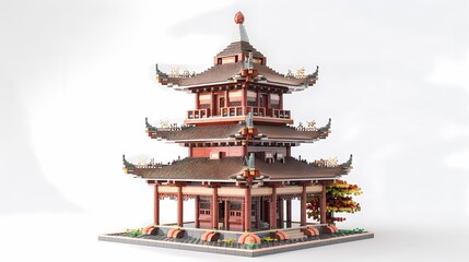 Fototapeta premium 3d ancient traditional architectural mode illustration poster background