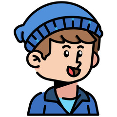 Man with Beanie Hat Filled line Icon