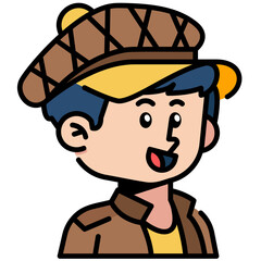 Man With hat Filled line Icon