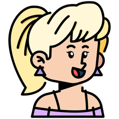 Pony tail hair woman Filled line Icon