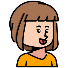 Short Hair woman Filled line Icon
