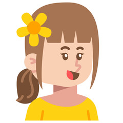 Girl with Ponytail Flat Icon