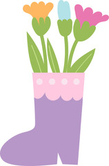 pink flower in boots