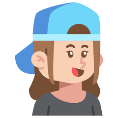 Woman With Cap Flat Icon