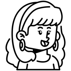 Long hair Woman Line Icon