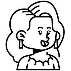 Long hair woman Line Icon