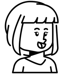 Short Hair woman Line Icon