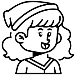 Woman with beanie Line Icon