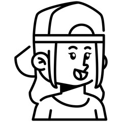 Woman With Cap Line Icon