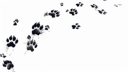 animal footprints, dog, cat, black, vector, flower