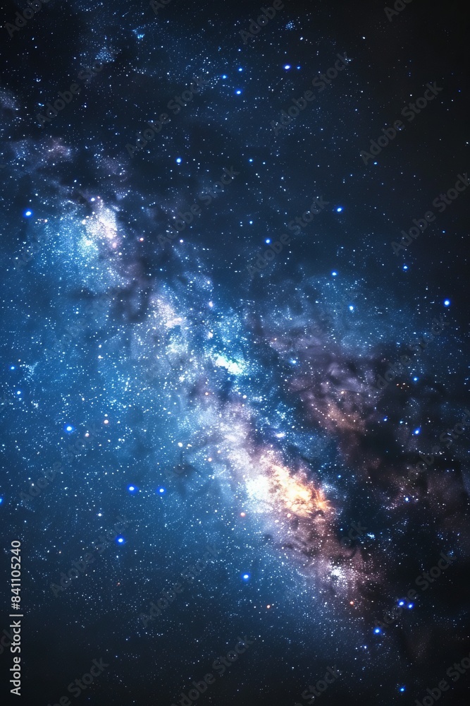 Wall mural a dramatic close-up view of a galaxy's core, brilliantly lit and teeming with colors, showcasing the
