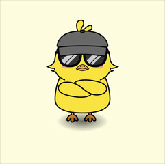 cute baby chick vector design illustration line art. suitable for mascot, sticker, mug, coloring book, etc. Eps 10