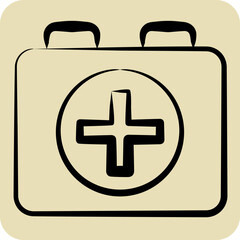 Icon First Aid kit. related to Rugby symbol. hand drawn style. simple design illustration