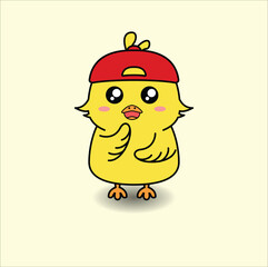 cute baby  chick vector design illustration line art. Suitable for sticker, mascot, coloring book, t-shirt, etc. Eps10
