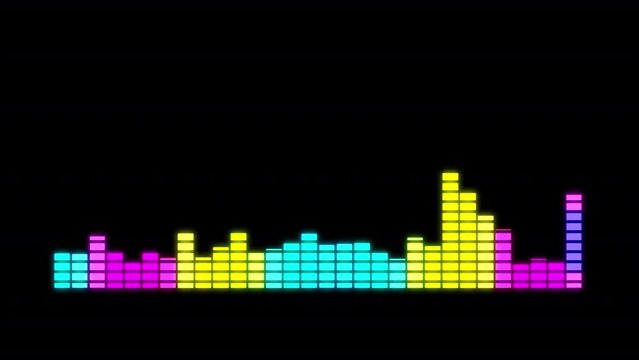 Audio equalizer bars moving. Colorful music equalizer Animation. 