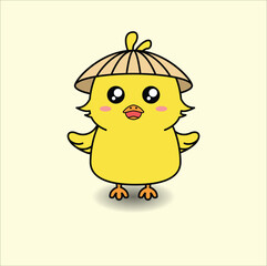 cute baby  chick vector design illustration line art. Suitable for sticker, mascot, coloring book, t-shirt, etc. Eps10