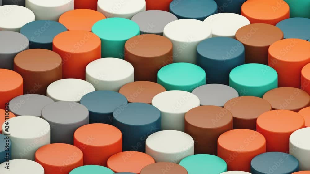 Poster colored geometric background, motion design 3d render looping animation