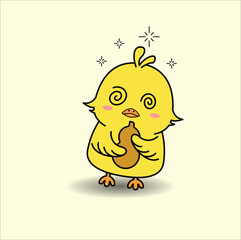 cute baby  chick vector design illustration line art. Suitable for sticker, mascot, coloring book, t-shirt, etc. Eps10