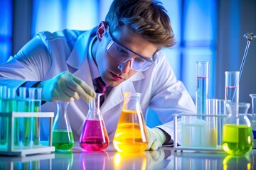 Chemistry student mastering fluorescent dye synthesis and purification in lab, chemistry, student