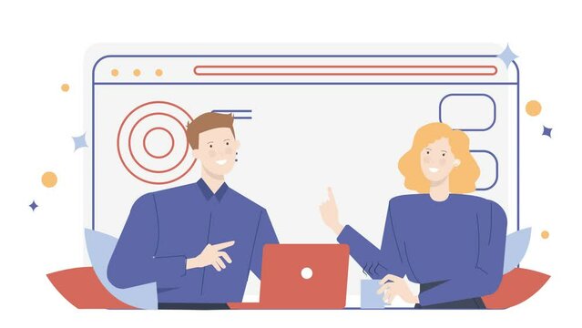 business partner discussion about new project animated illustration video