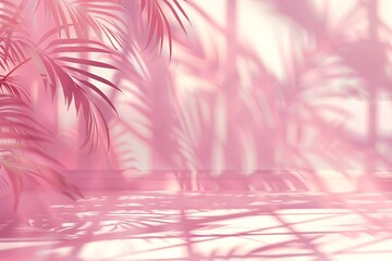 A pink room with a plant and a window. Pink studio background for product presentation