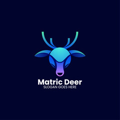 Vector Logo Illustration Deer Gradient Colorful Style