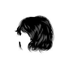 Side view bob hair detailing for graphic resource. Vector eps 10