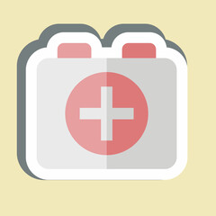 Sticker First Aid kit. related to Rugby symbol. simple design illustration