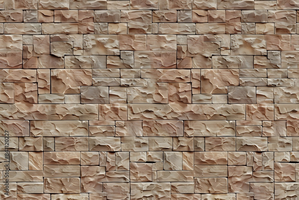 Poster Seamless Light Brown Stone Wall Texture