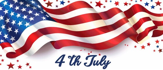 Celebrate Independence Day with this vibrant image of the American flag and festive 4th of July design, perfect for patriotic themes and events.