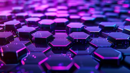 a purple and blue-ish hexagonal patterned background. futuristic and soccer feel with a bit of cyberpunk tone